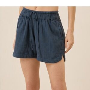 Pact | Women's French Navy Coastal Double Gauze Curved Hem | Size S